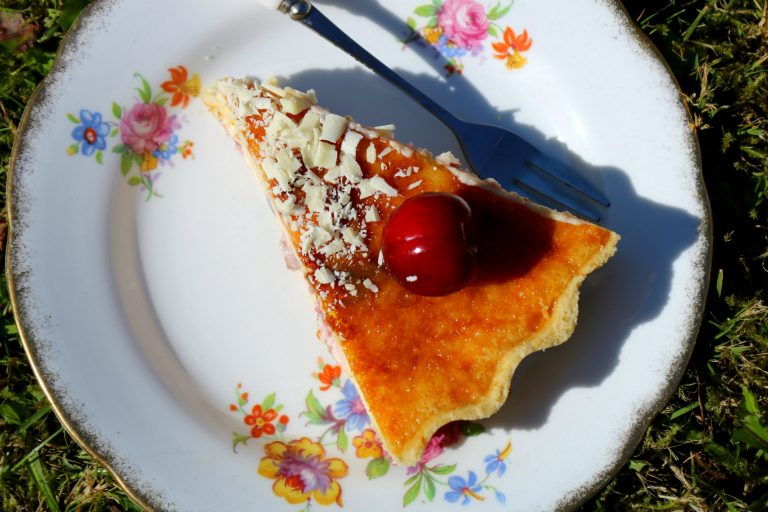 White Chocolate & Cherry Tart