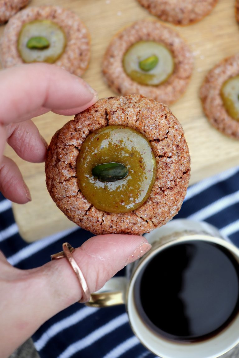 Chocolate & Pistachio Thumbprint Biscuits
