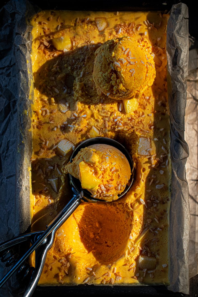 No-Churn Mango & Coconut Ice Cream
